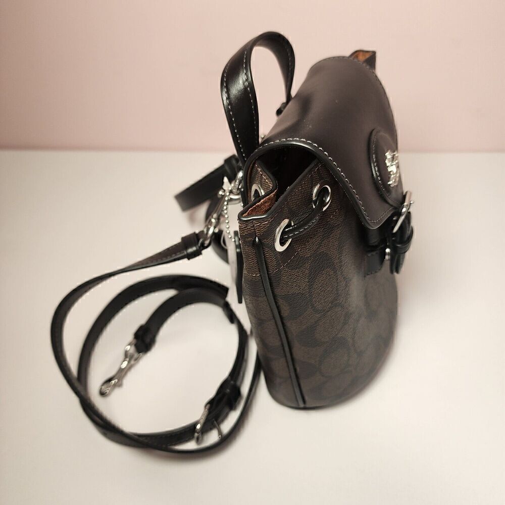NWT Coach CL458 Amelia Backpack Signature Canvas & Leather Brown - Picture 2 of 6